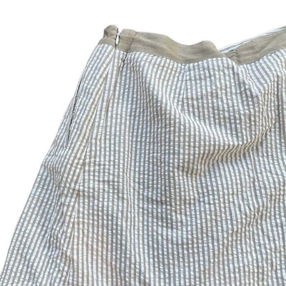 Banana Republic Women's White Stripe Pleated Cotton Skirt Size 12 - Picture 5 of 6